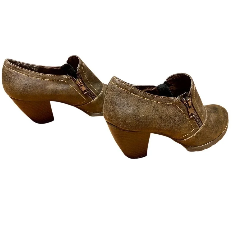 Ruff Hewn Leather Ankle Boots w/ Side Zippers Detail
